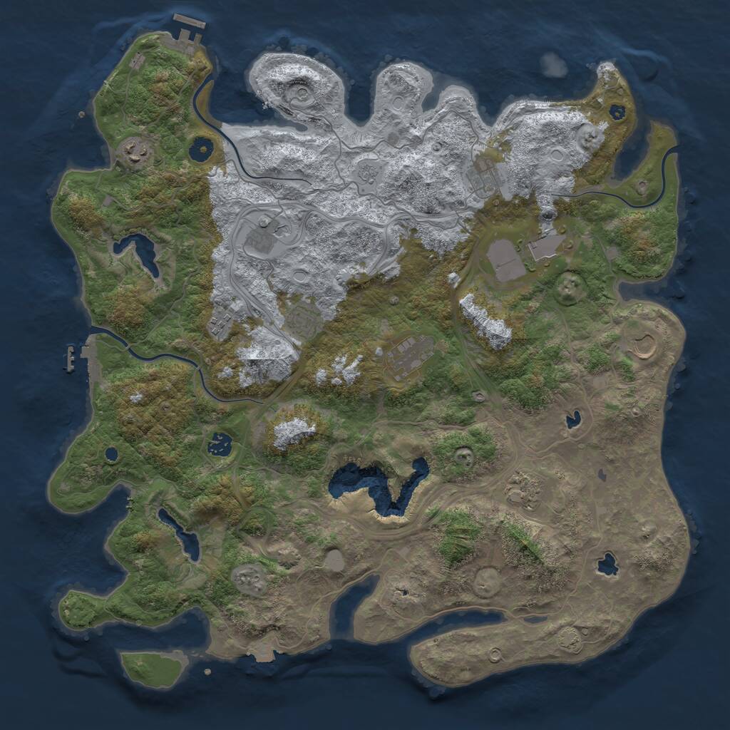 Rust Map: Procedural Map, Size: 4500, Seed: 57531949, 16 Monuments