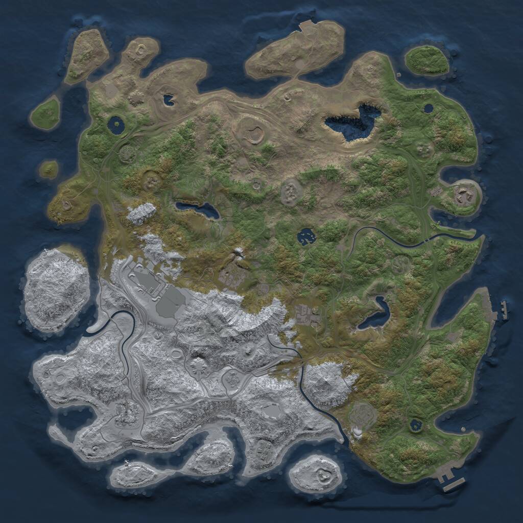 Rust Map: Procedural Map, Size: 4500, Seed: 1370037074, 15 Monuments