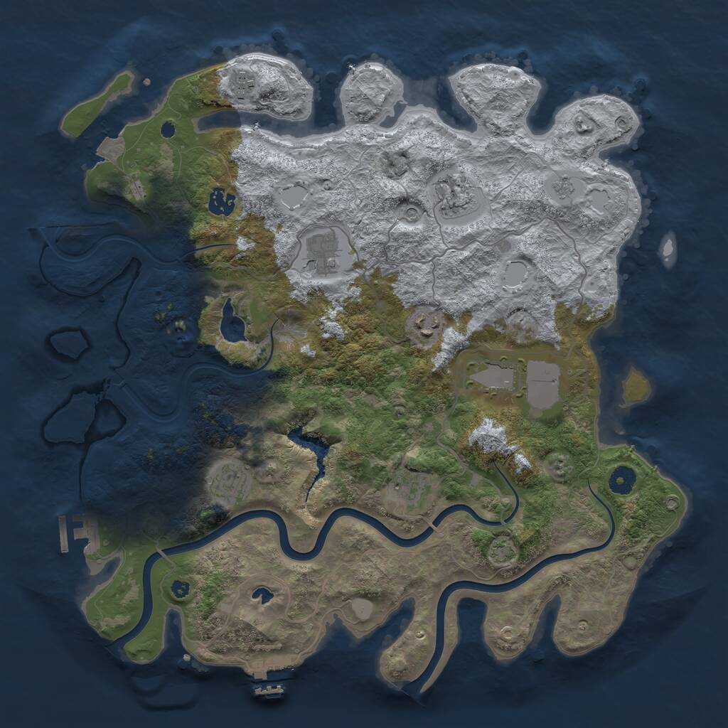 Rust Map: Procedural Map, Size: 4000, Seed: 435557540, 14 Monuments