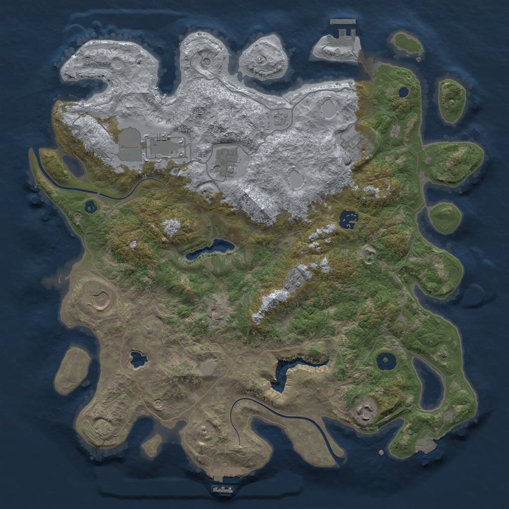 Rust Map: Procedural Map, Size: 4000, Seed: 2032093678, 13 Monuments