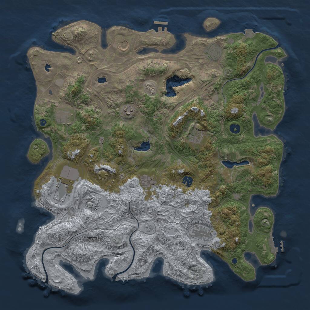 Rust Map: Procedural Map, Size: 4500, Seed: 4761231, 15 Monuments