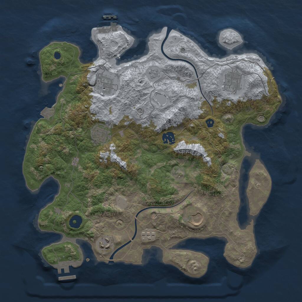 Rust Map: Procedural Map, Size: 3500, Seed: 1957478091, 13 Monuments