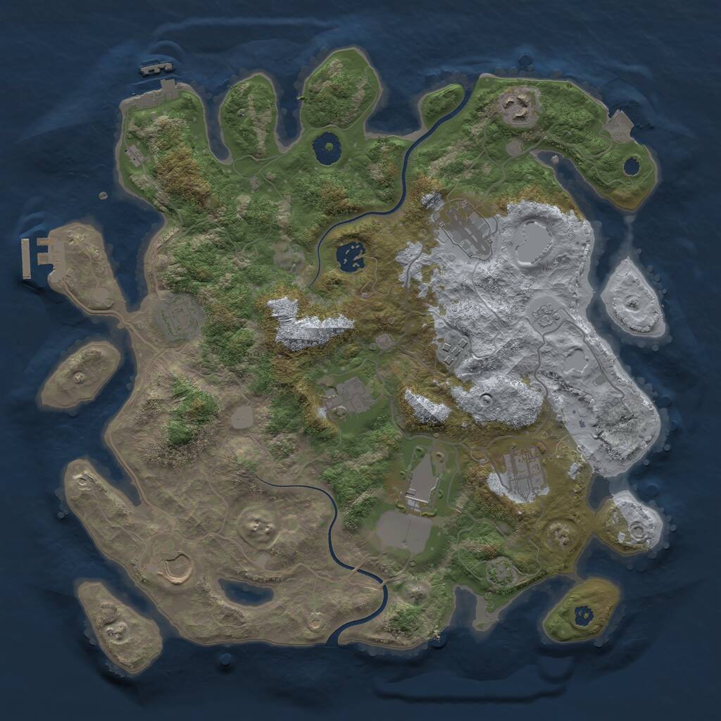 Rust Map: Procedural Map, Size: 3600, Seed: 381230, 14 Monuments