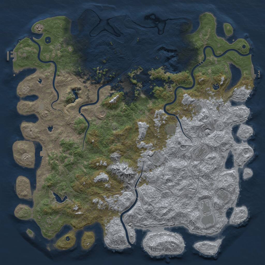Rust Map: Procedural Map, Size: 6000, Seed: 648258, 17 Monuments