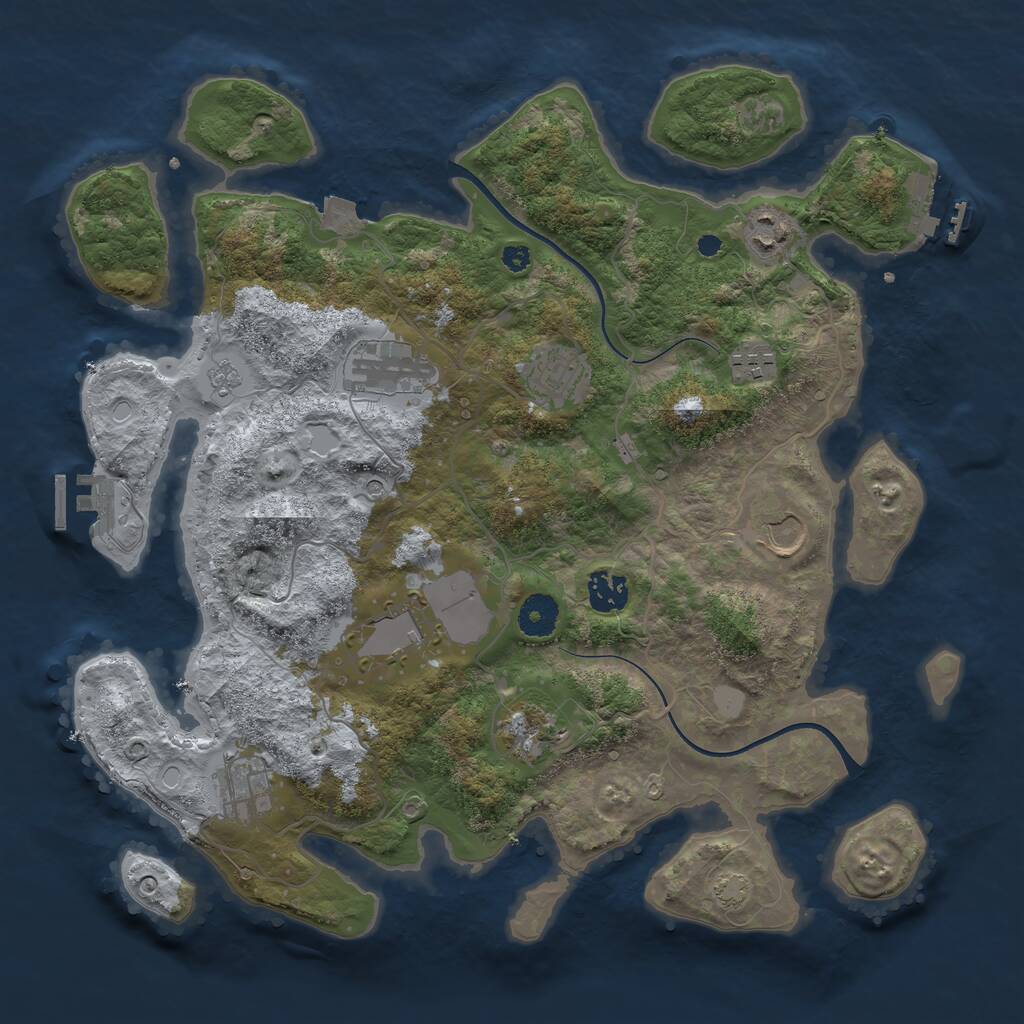 Rust Map: Procedural Map, Size: 3700, Seed: 792876837, 15 Monuments
