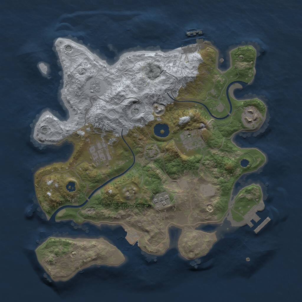 Rust Map: Procedural Map, Size: 3000, Seed: 33889, 10 Monuments