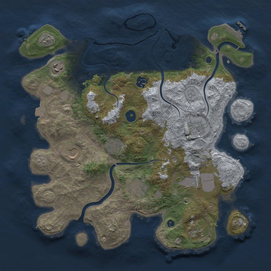 Rust Map: Procedural Map, Size: 3700, Seed: 701336512, 14 Monuments