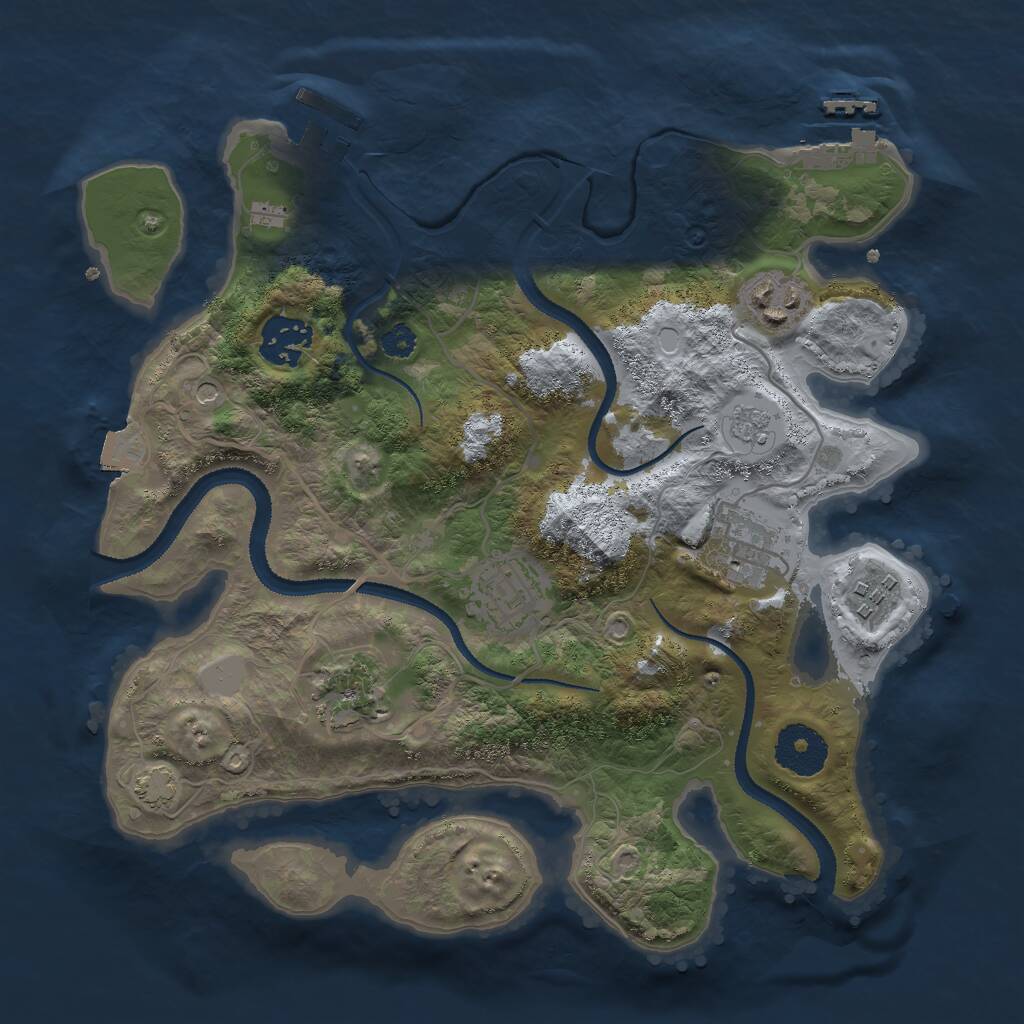 Rust Map: Procedural Map, Size: 3000, Seed: 264225534, 12 Monuments