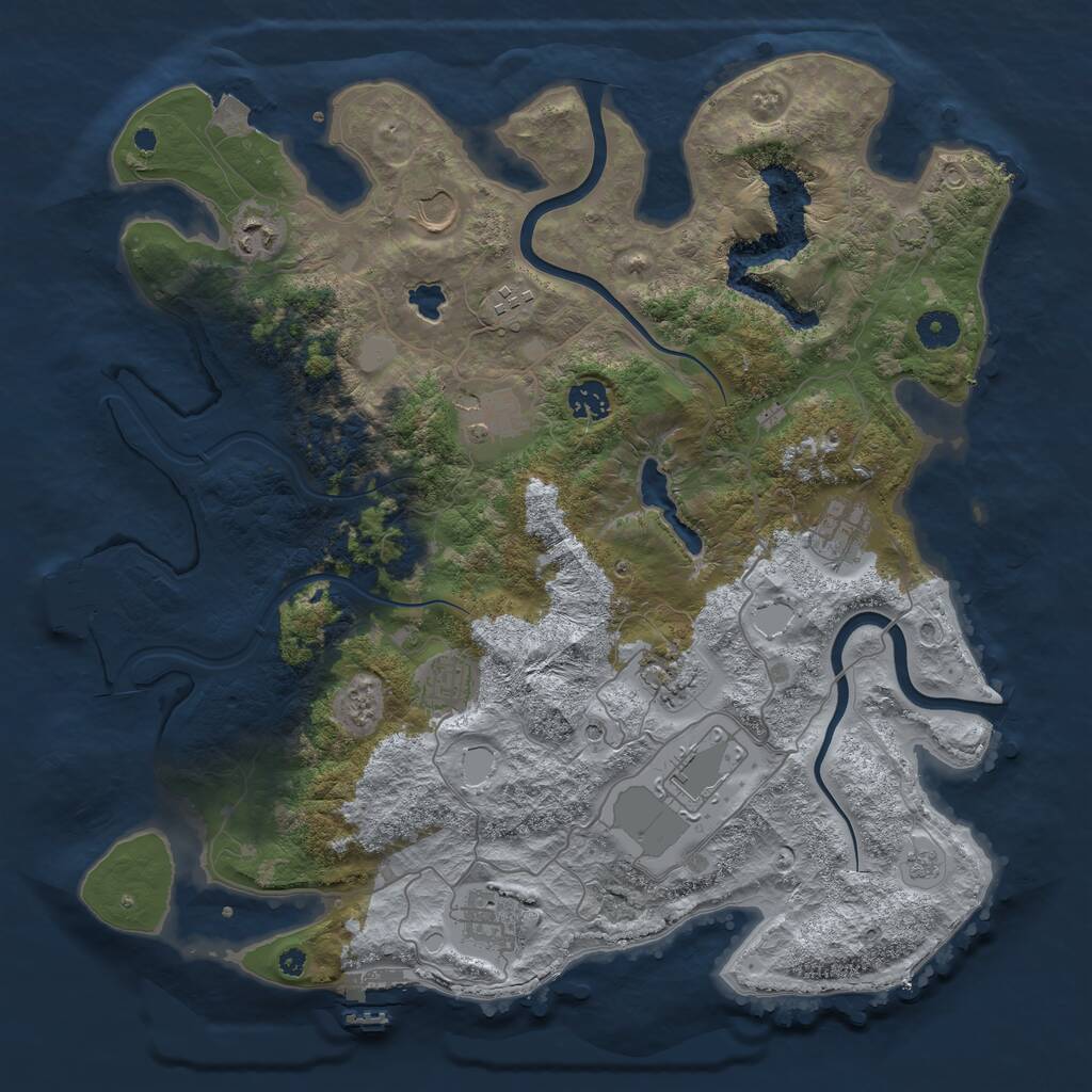 Rust Map: Procedural Map, Size: 4000, Seed: 713398147, 16 Monuments