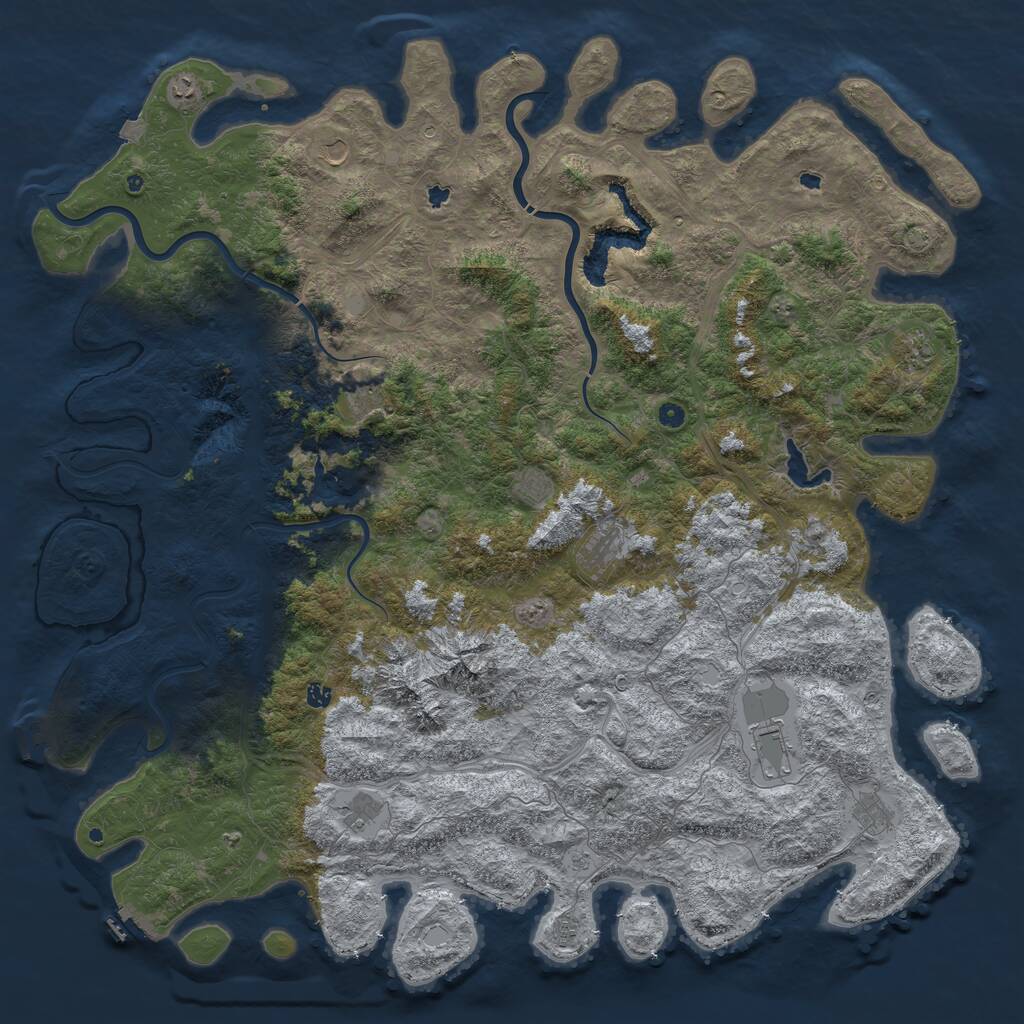Rust Map: Procedural Map, Size: 6000, Seed: 18288642, 17 Monuments