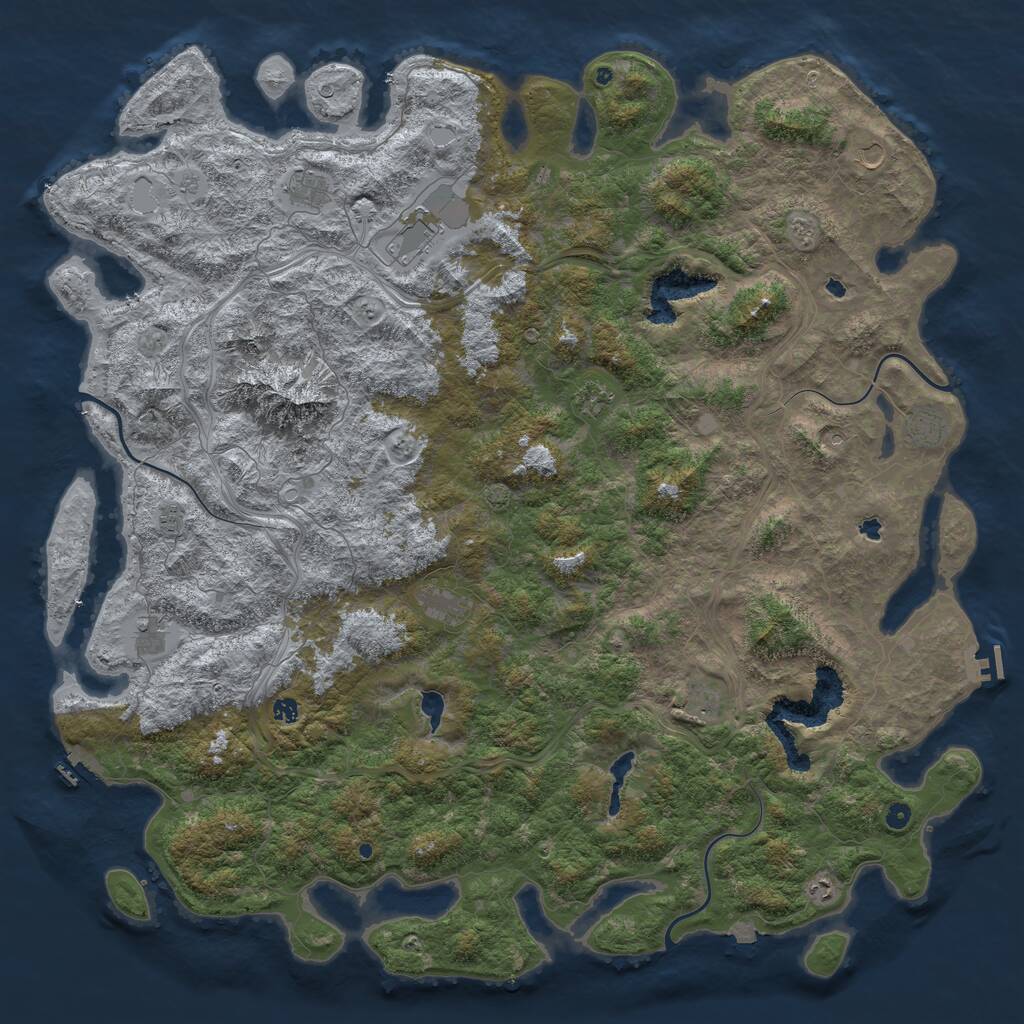 Rust Map: Procedural Map, Size: 6000, Seed: 47974, 17 Monuments