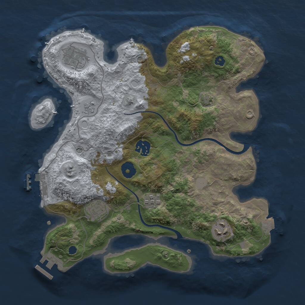 Rust Map: Procedural Map, Size: 3000, Seed: 697075697, 11 Monuments