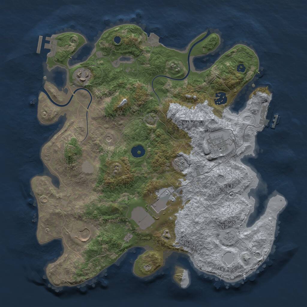 Rust Map: Procedural Map, Size: 3500, Seed: 959066334, 12 Monuments