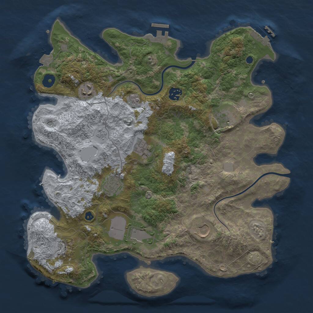 Rust Map: Procedural Map, Size: 3600, Seed: 784333675, 15 Monuments