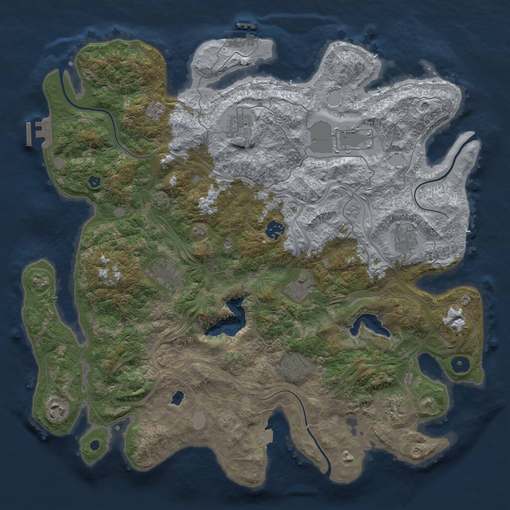 Rust Map: Procedural Map, Size: 4300, Seed: 966239033, 16 Monuments