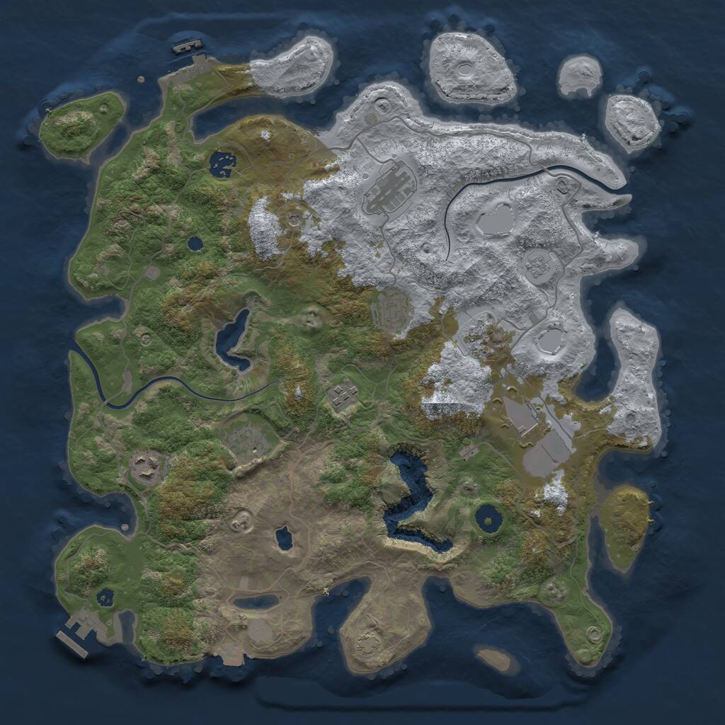 Rust Map: Procedural Map, Size: 4000, Seed: 272806280, 14 Monuments