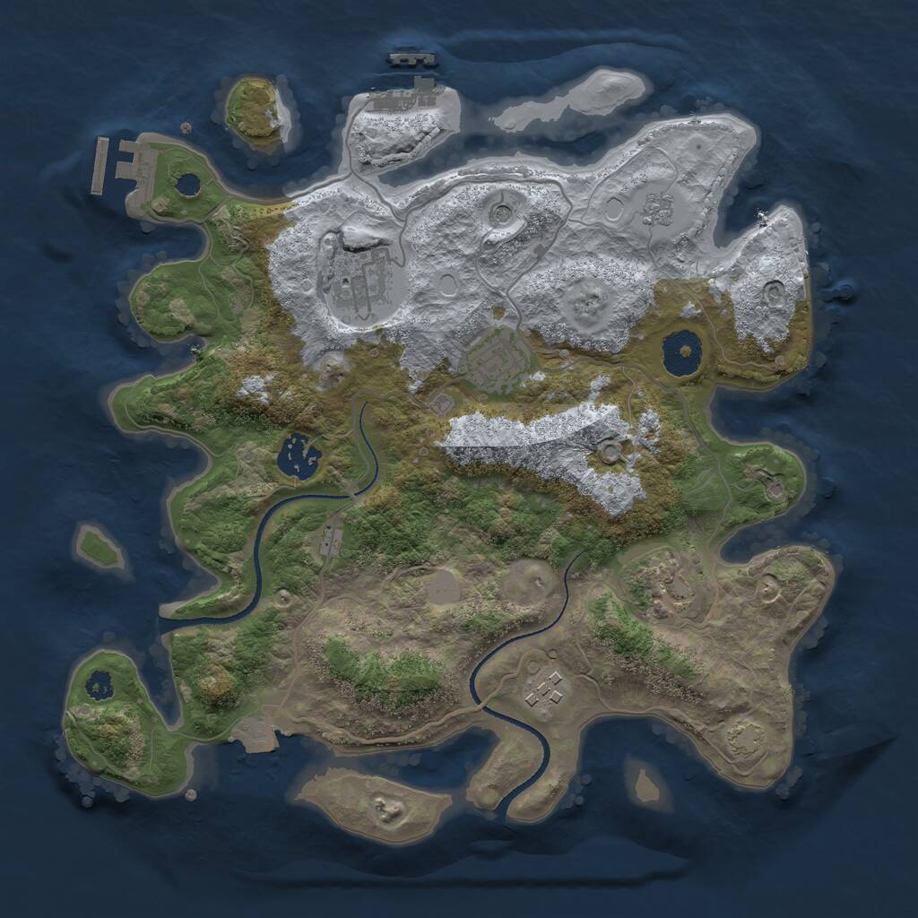 Rust Map: Procedural Map, Size: 3200, Seed: 1180405998, 11 Monuments