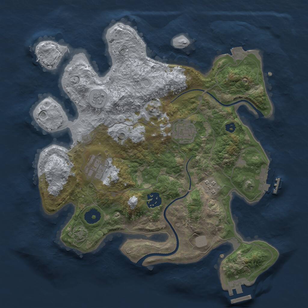 Rust Map: Procedural Map, Size: 3000, Seed: 3678, 9 Monuments