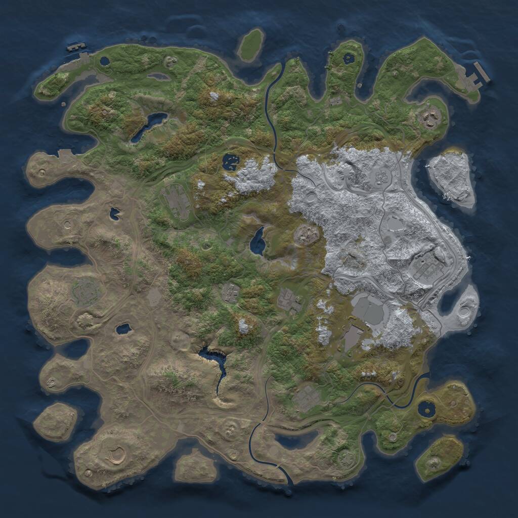 Rust Map: Procedural Map, Size: 4500, Seed: 1706120552, 16 Monuments