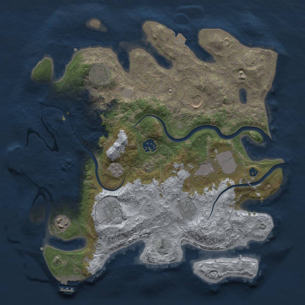 Rust Map: Procedural Map, Size: 3500, Seed: 956836, 14 Monuments
