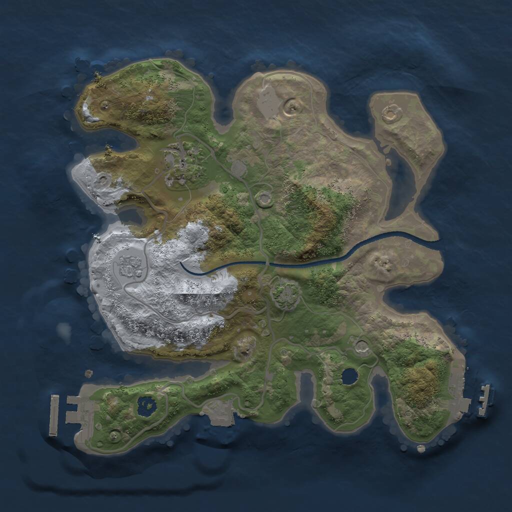 Rust Map: Procedural Map, Size: 2500, Seed: 2096433785, 7 Monuments