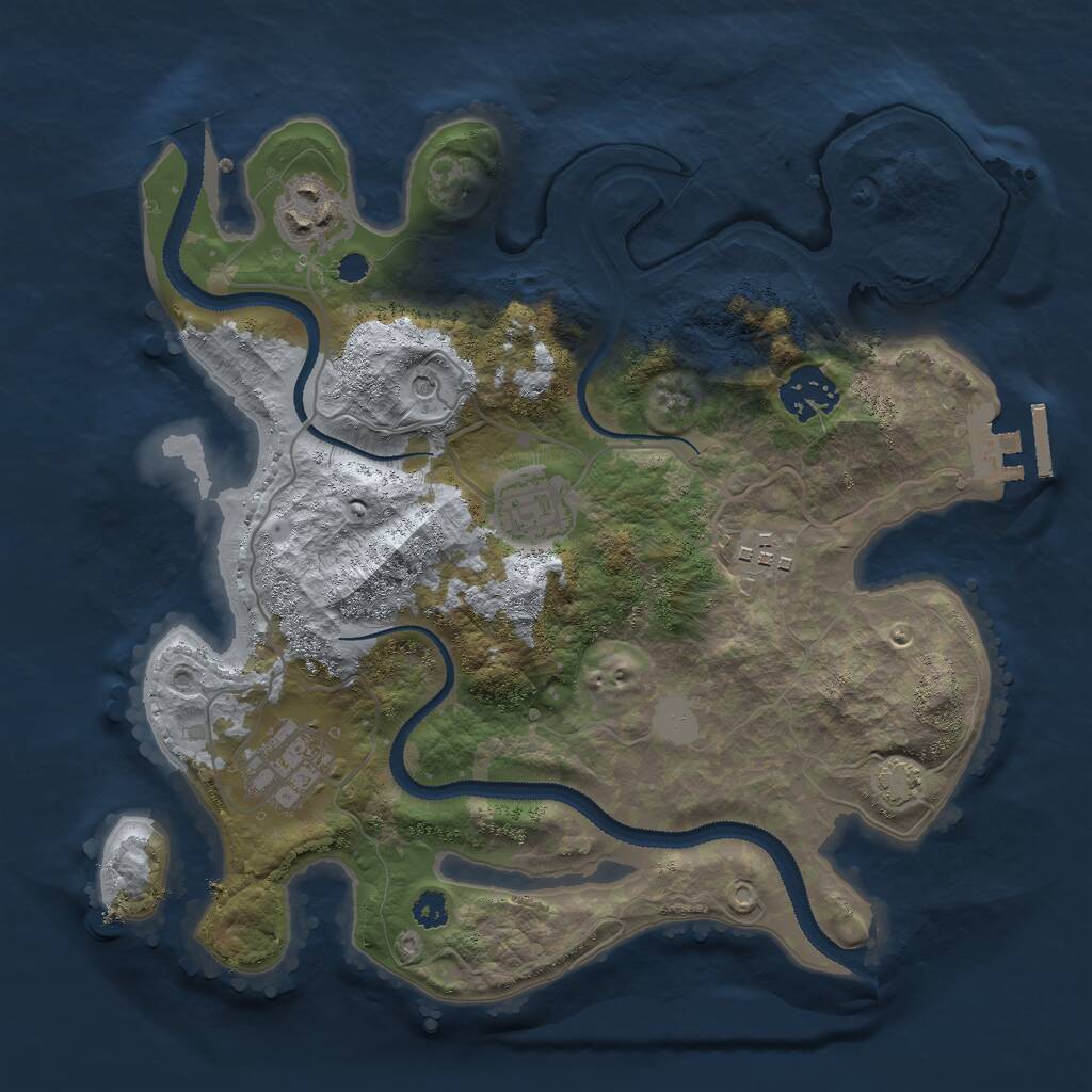 Rust Map: Procedural Map, Size: 3000, Seed: 1939252109, 9 Monuments
