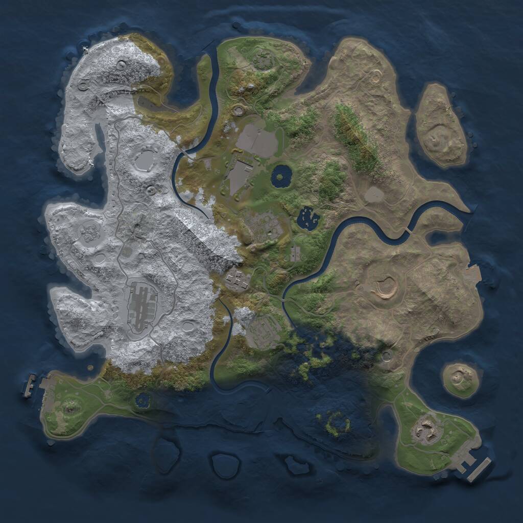 Rust Map: Procedural Map, Size: 3500, Seed: 264474238, 14 Monuments