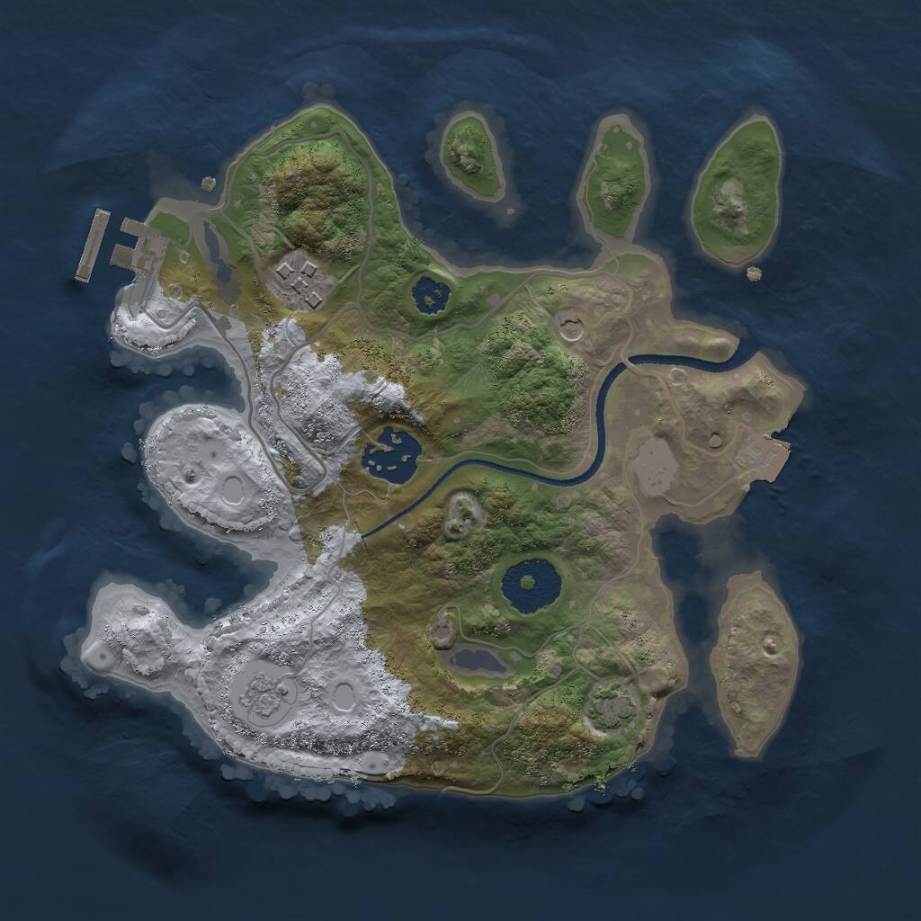 Rust Map: Procedural Map, Size: 2500, Seed: 126755529, 7 Monuments