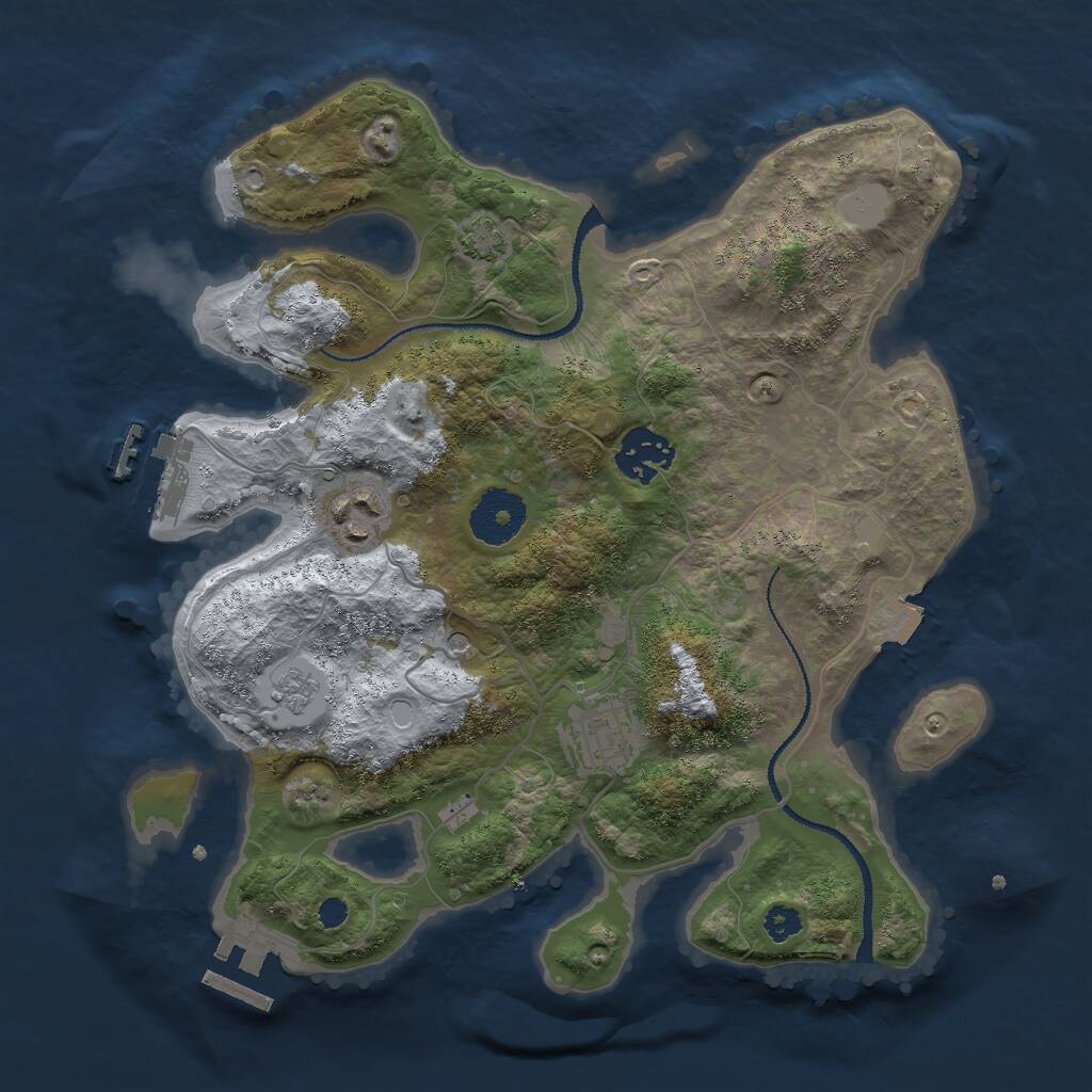 Rust Map: Procedural Map, Size: 3000, Seed: 664686475, 9 Monuments