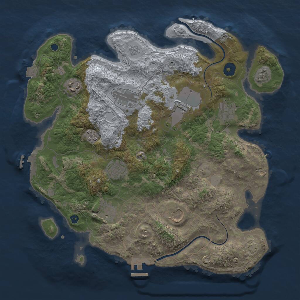 Rust Map: Procedural Map, Size: 3500, Seed: 562876630, 14 Monuments