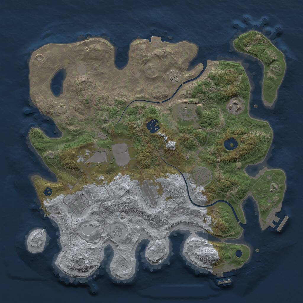 Rust Map: Procedural Map, Size: 3500, Seed: 1268077182, 13 Monuments