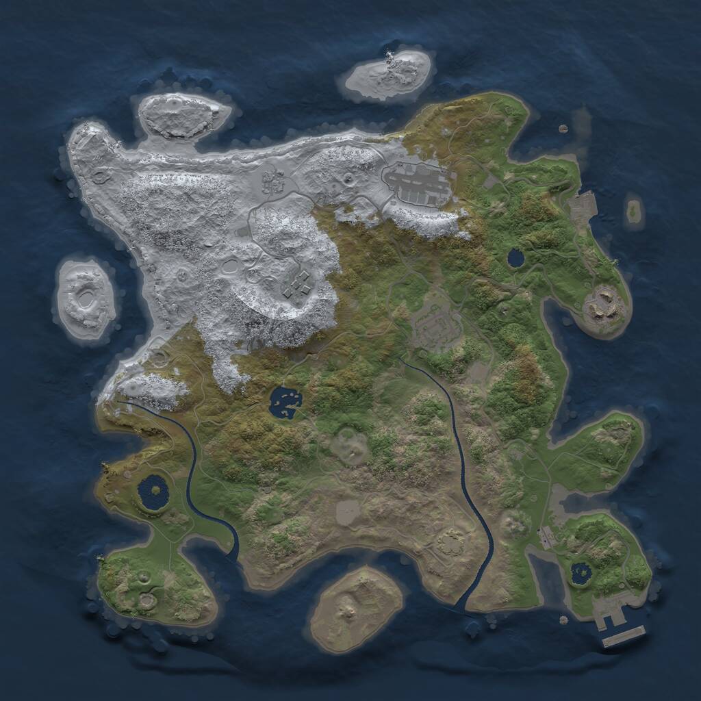 Rust Map: Procedural Map, Size: 3230, Seed: 1458818929, 9 Monuments