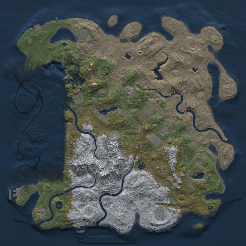 Rust Map: Procedural Map, Size: 5000, Seed: 6578, 17 Monuments