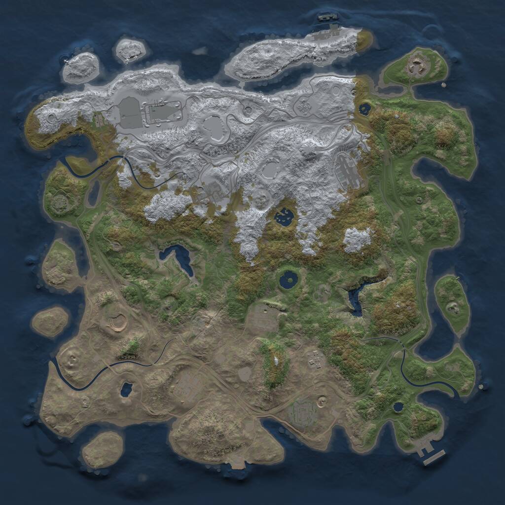 Rust Map: Procedural Map, Size: 4250, Seed: 10514, 16 Monuments
