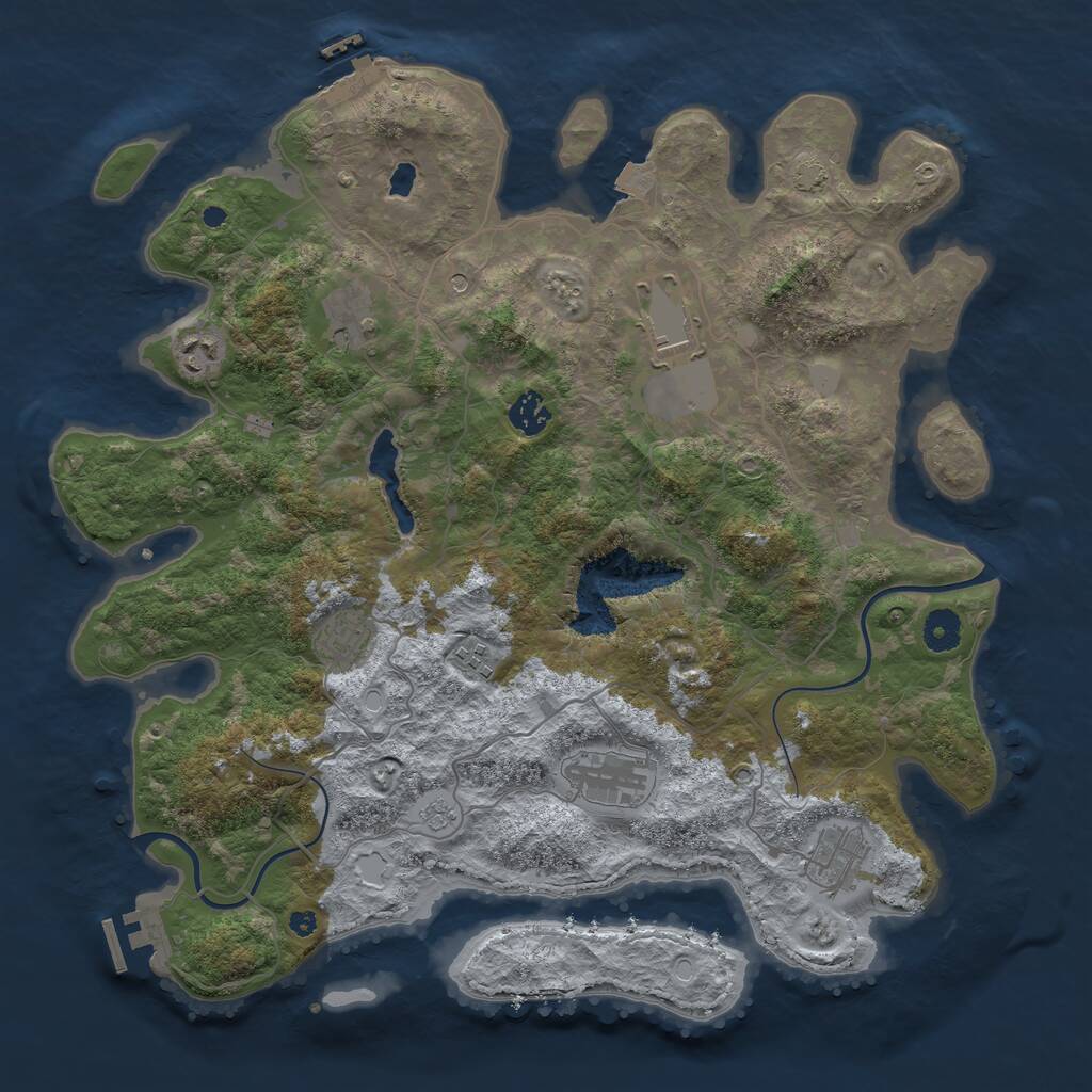 Rust Map: Procedural Map, Size: 4000, Seed: 2010010075, 14 Monuments