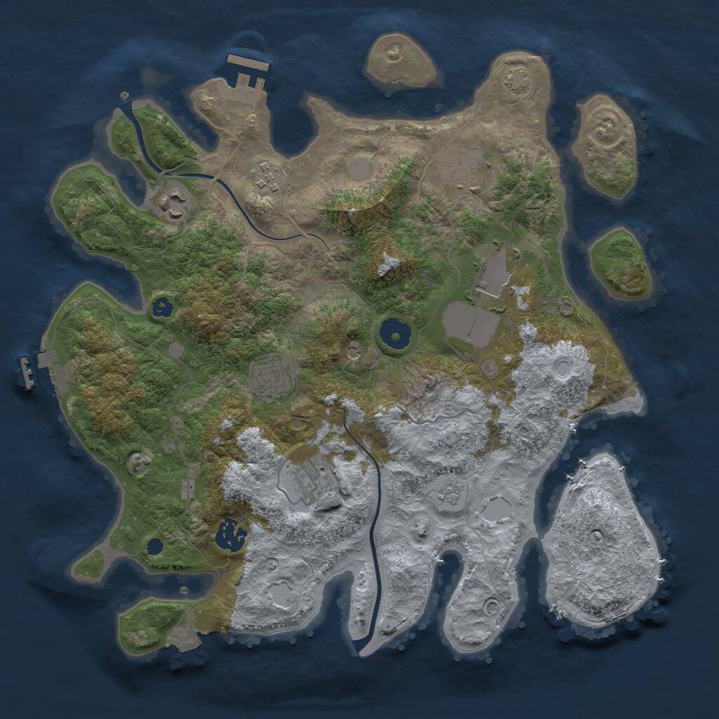 Rust Map: Procedural Map, Size: 3500, Seed: 579367218, 13 Monuments