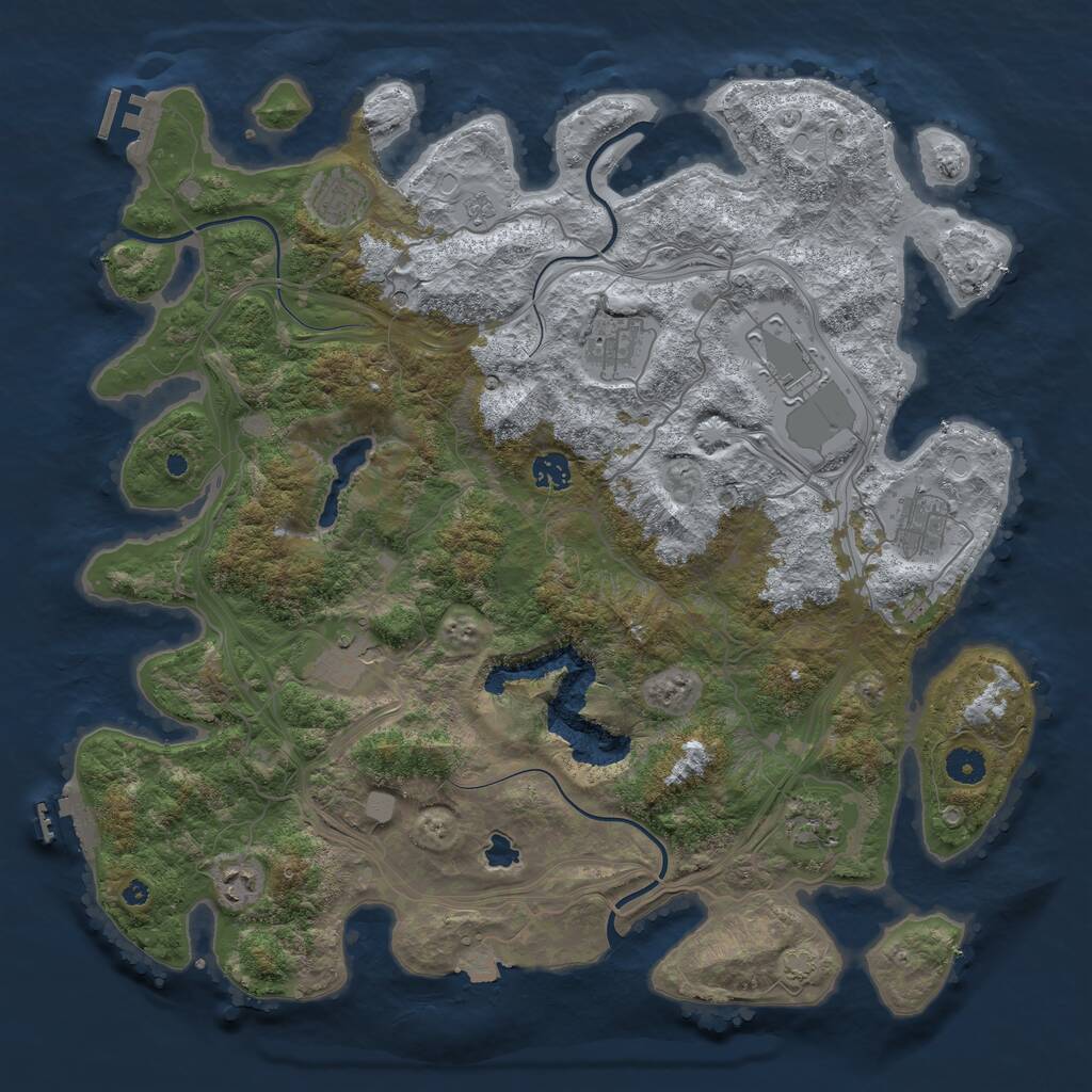 Rust Map: Procedural Map, Size: 4250, Seed: 868006268, 14 Monuments