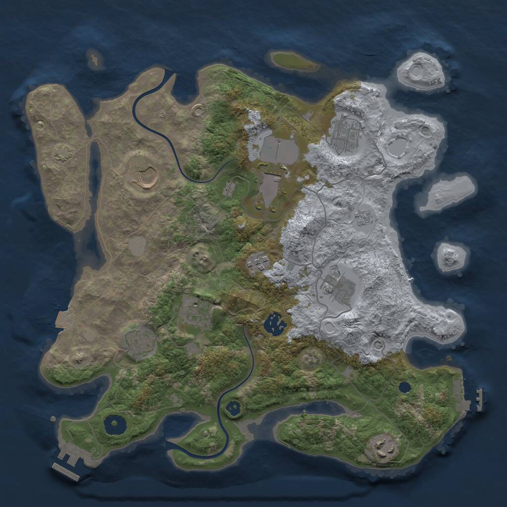 Rust Map: Procedural Map, Size: 3500, Seed: 57234952, 15 Monuments