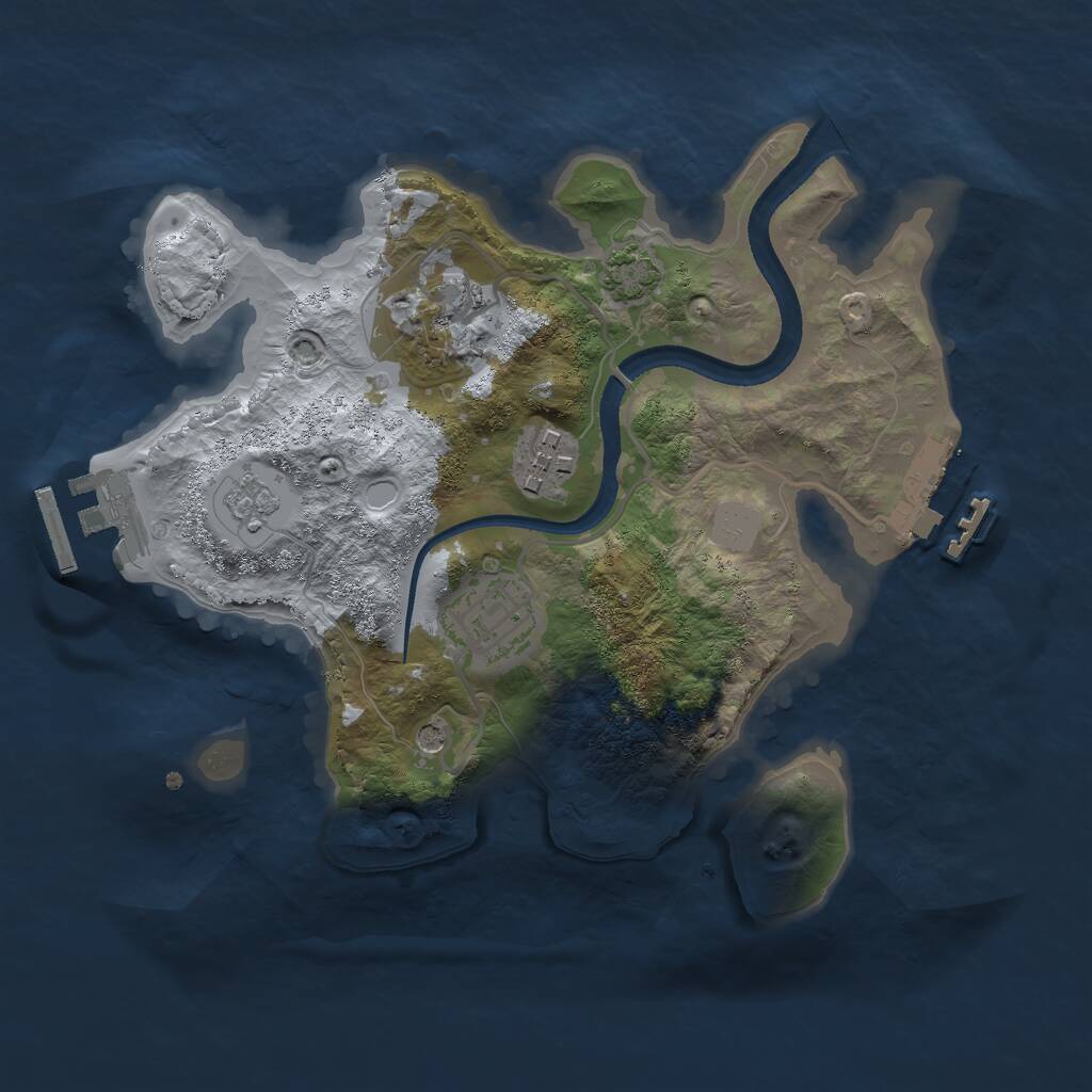 Rust Map: Procedural Map, Size: 2500, Seed: 355776864, 9 Monuments