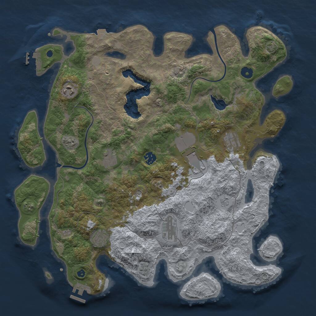 Rust Map: Procedural Map, Size: 4000, Seed: 5114, 14 Monuments
