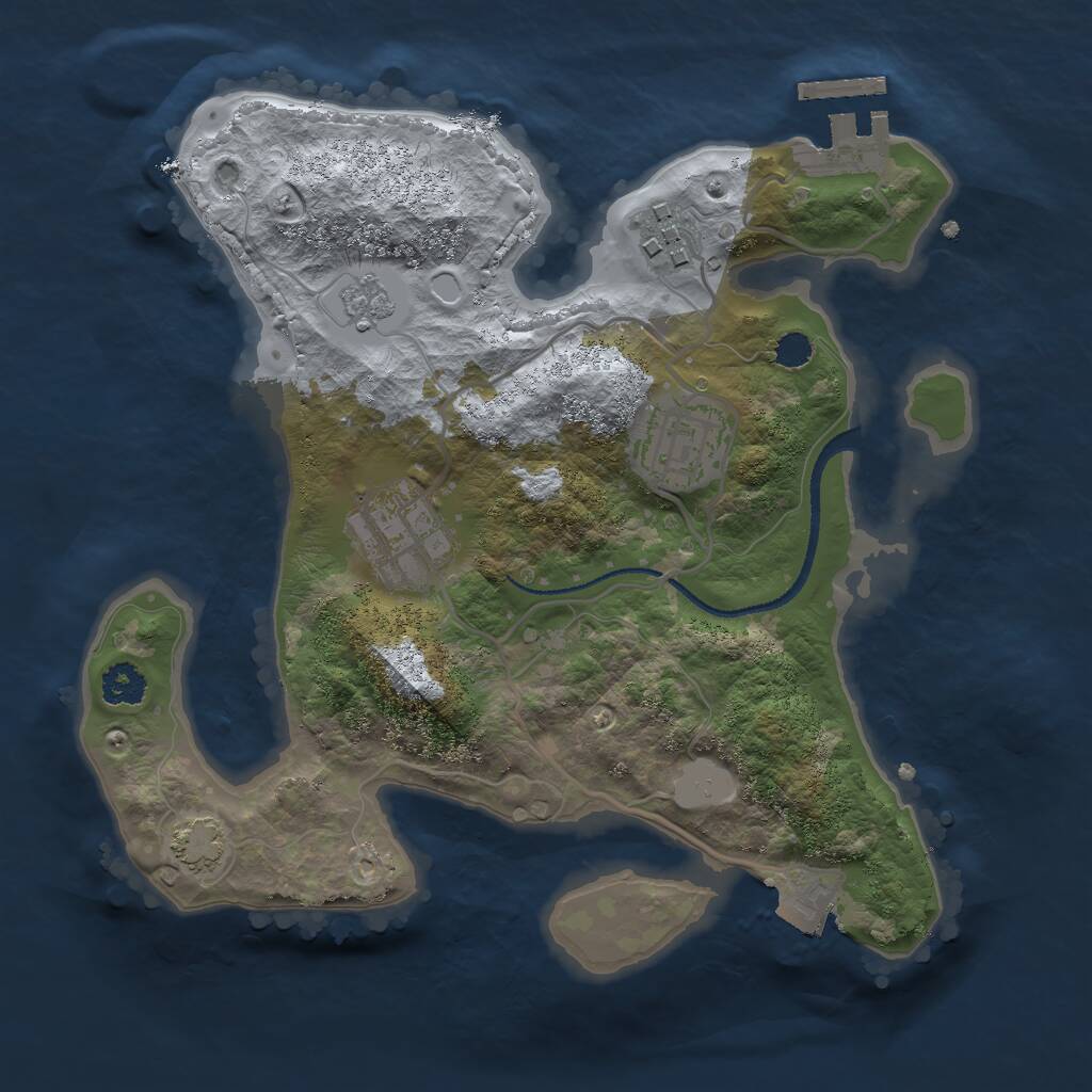 Rust Map: Procedural Map, Size: 2500, Seed: 587556176, 7 Monuments