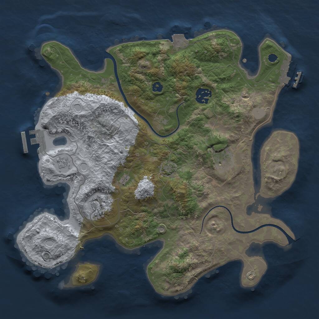 Rust Map: Procedural Map, Size: 3000, Seed: 168466, 8 Monuments