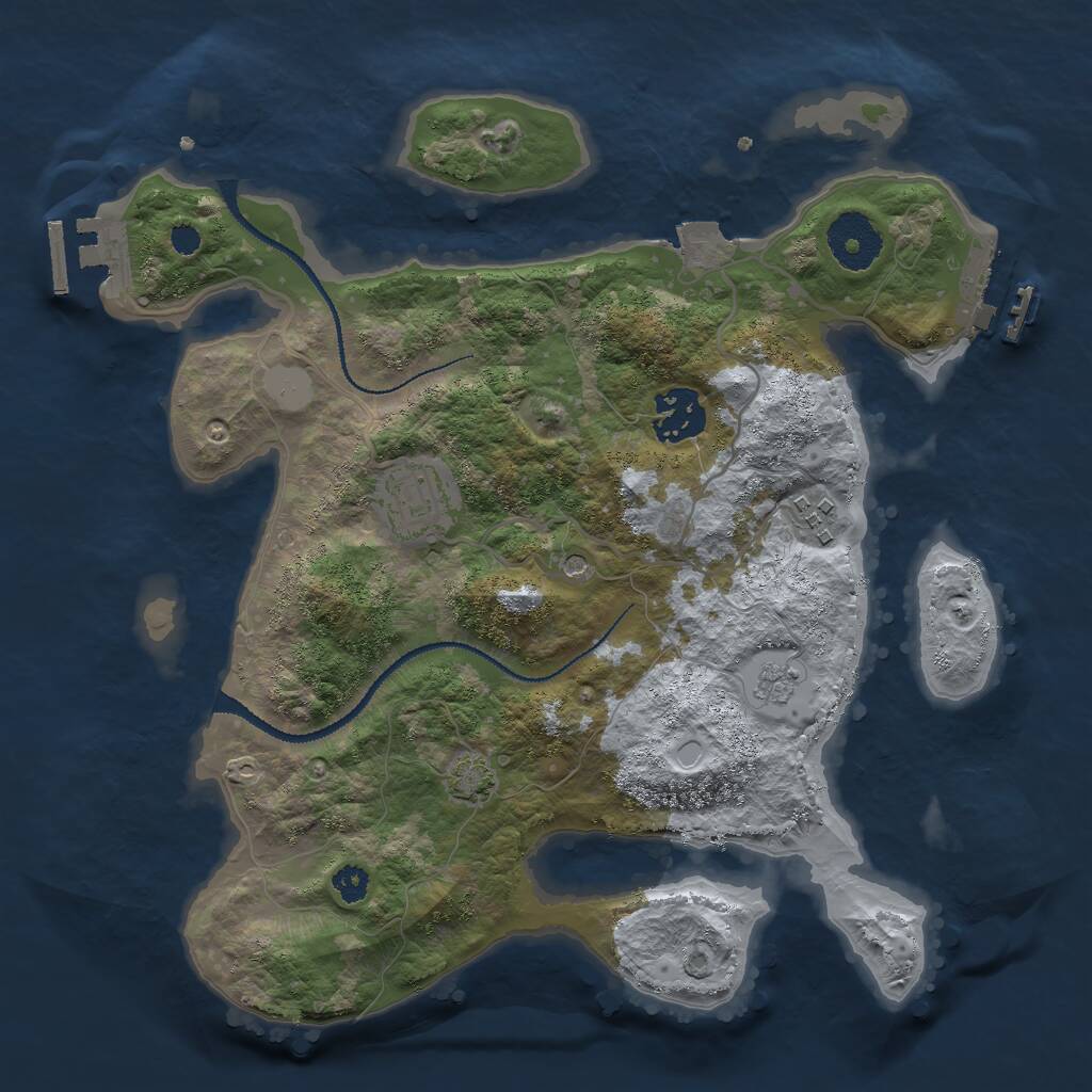 Rust Map: Procedural Map, Size: 3000, Seed: 43423, 9 Monuments