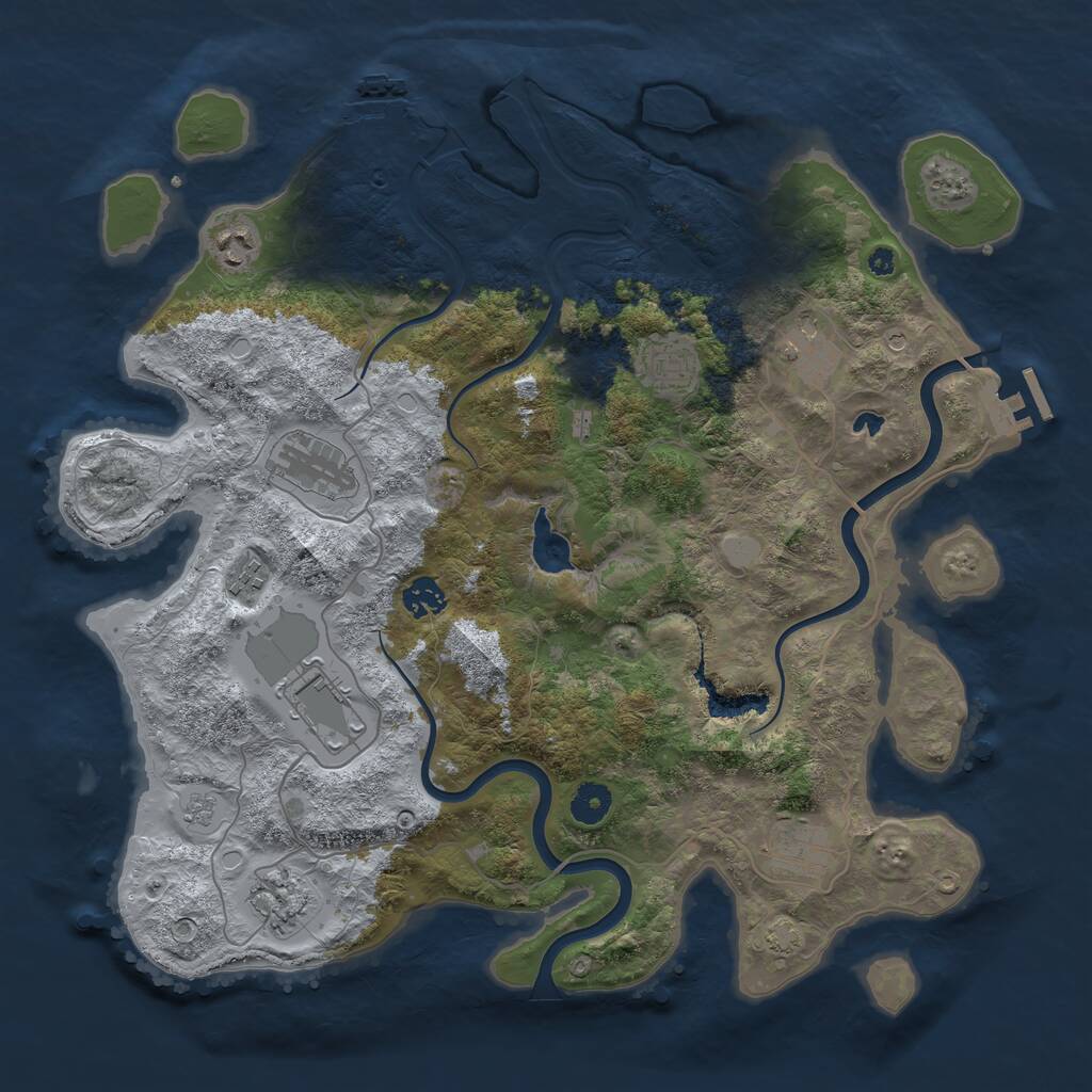 Rust Map: Procedural Map, Size: 4000, Seed: 1760437641, 15 Monuments