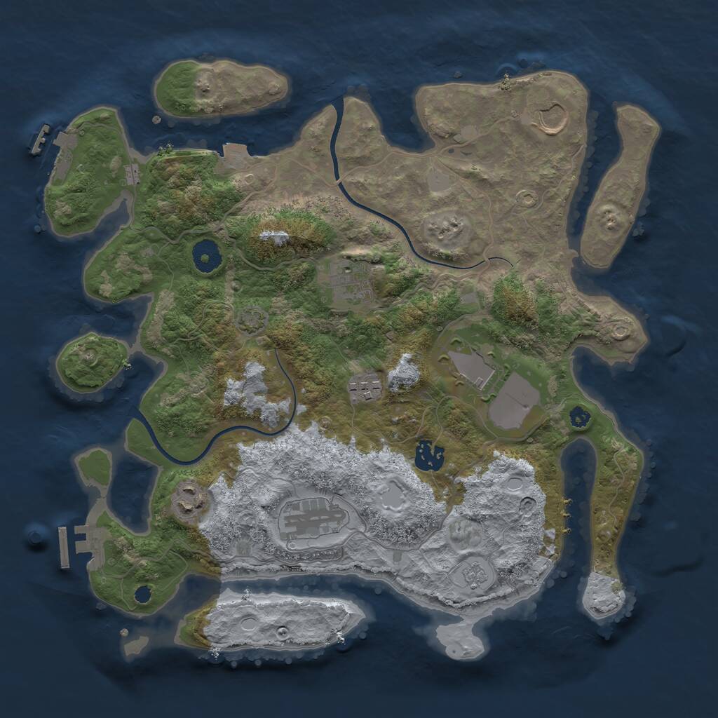 Rust Map: Procedural Map, Size: 3500, Seed: 2603189, 12 Monuments