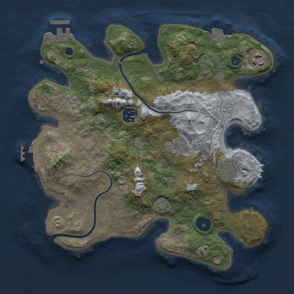 Rust Map: Procedural Map, Size: 3000, Seed: 31212, 10 Monuments