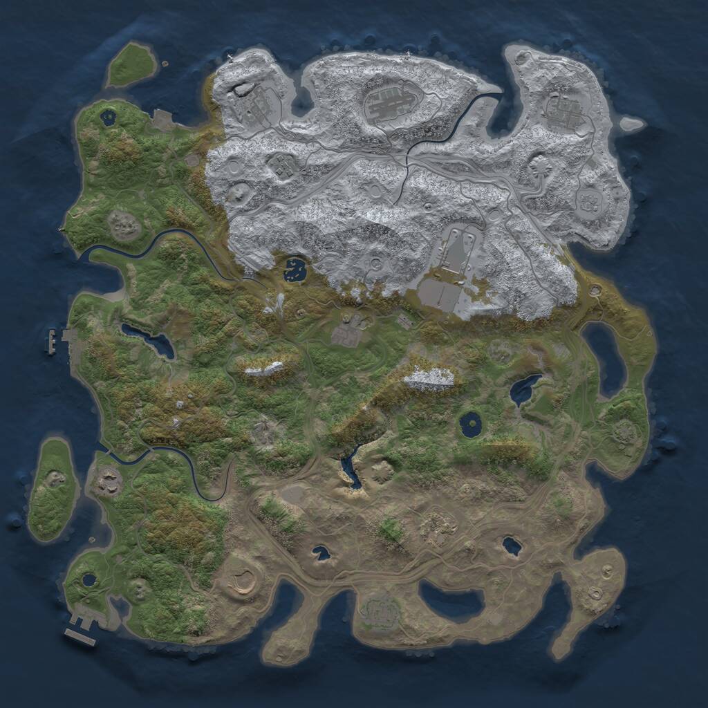 Rust Map: Procedural Map, Size: 4500, Seed: 427023671, 17 Monuments