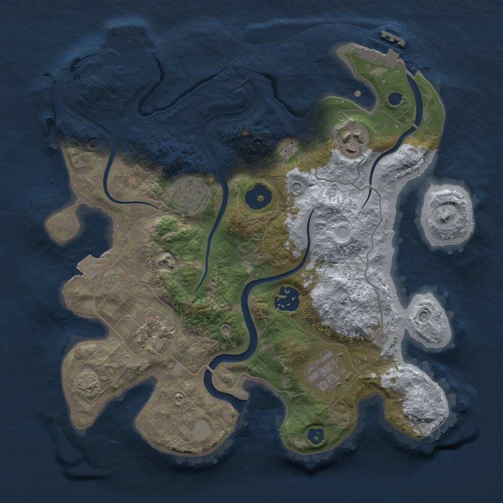 Rust Map: Procedural Map, Size: 3000, Seed: 56185, 10 Monuments