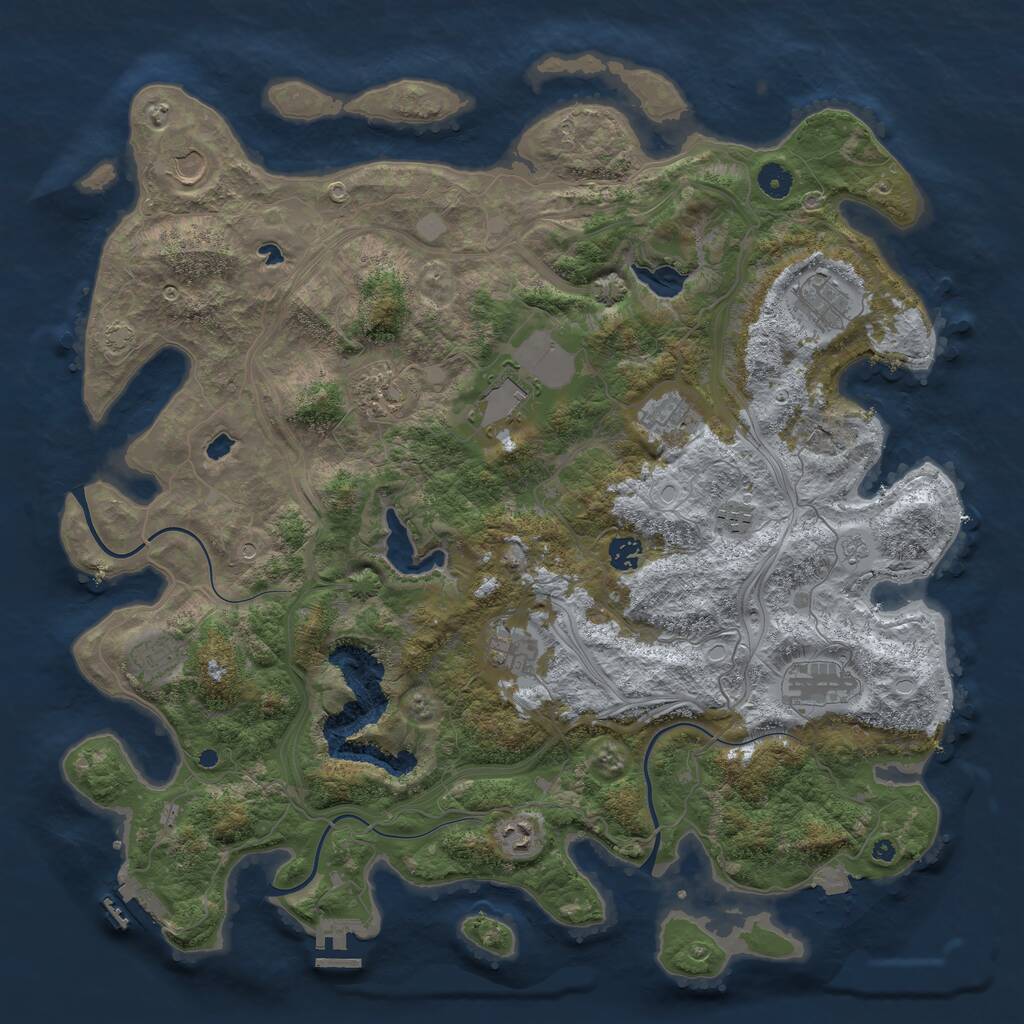Rust Map: Procedural Map, Size: 4500, Seed: 941909557, 17 Monuments