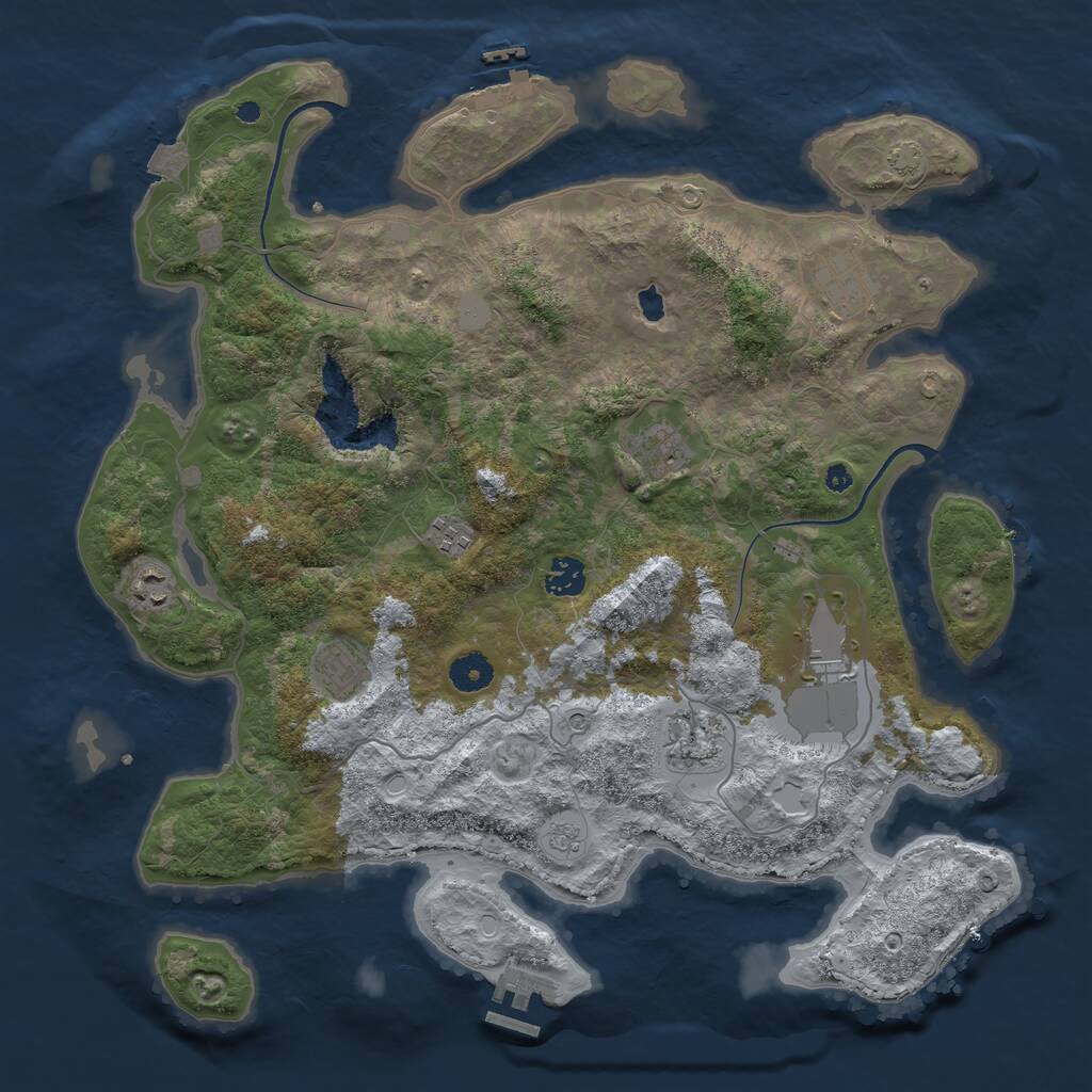 Rust Map: Procedural Map, Size: 4000, Seed: 526372443, 14 Monuments
